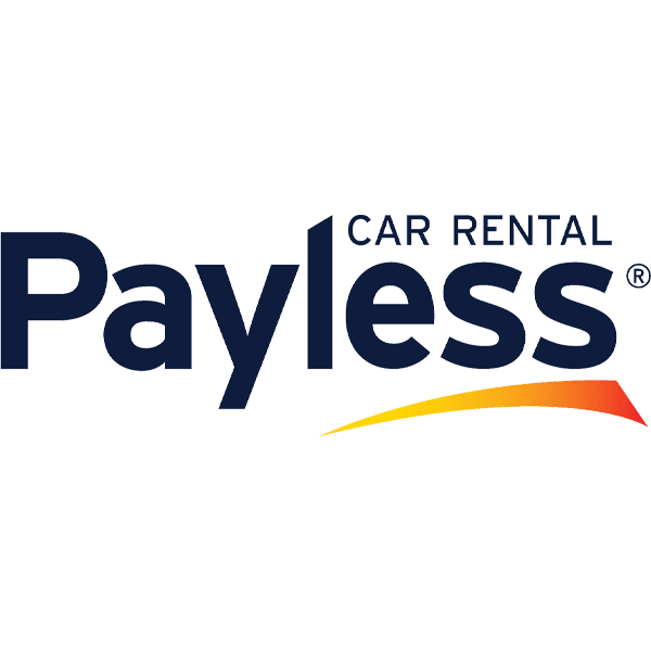 Payless Car Rental logo with dark blue text and orange-red swoosh on white background