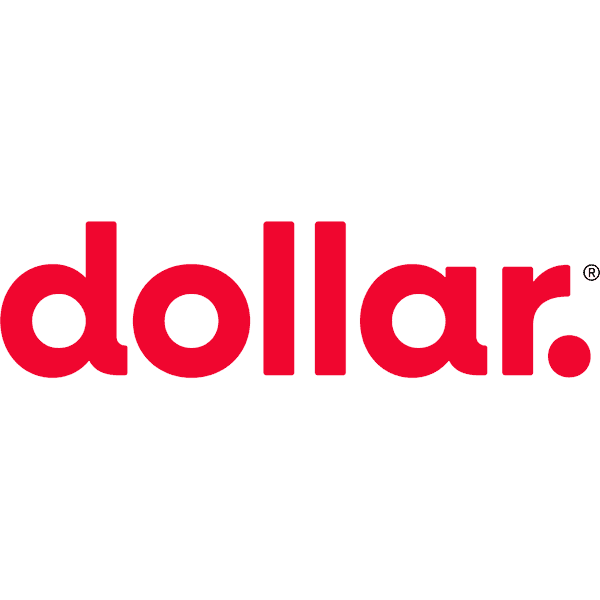 Red lowercase text reading "dollar." with a period on a white background